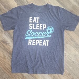 Boy's Childrens Place Soccer Graphic Short Sleeve Tee Size: Large (10/12)